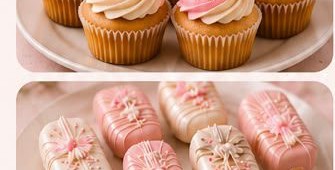 Pink and white cake sickles on sticks